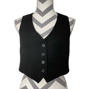 Stradivarius Vest Womens Size Medium Black Short Cropped